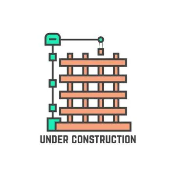 Outline building under construction Stock Illustration