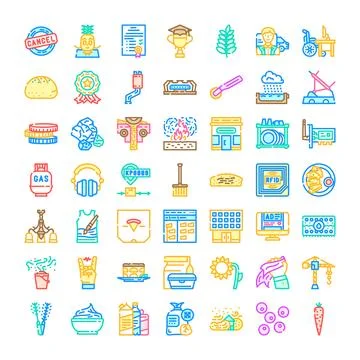Outline business object web design graphic icons set Stock Illustration