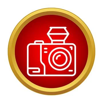 Outline camera icon on red gold circle Stockillustratie