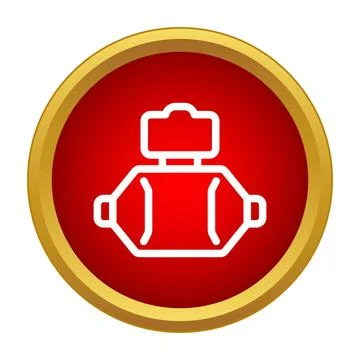 Outline car engine block icon in red circle Illustrazione stock