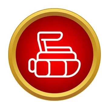 Outline car engine motor icon in red circle Illustrazione stock