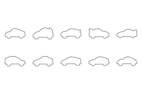 Outline car icon set. Flat style transportation vector Stock Illustration