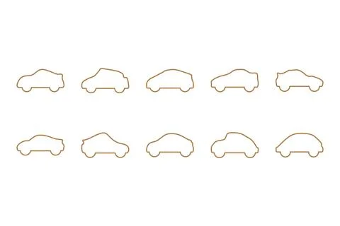 Outline car icon set. Flat style transportation vector Stock Illustration