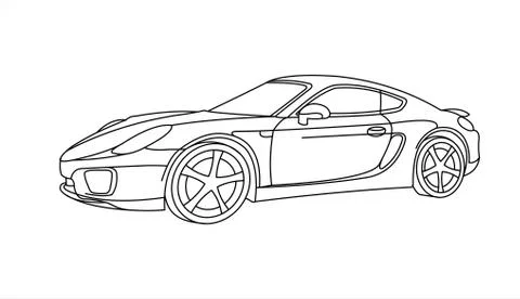 Outline Car, Side view, Three-quarter view. Car for coloring; for kids colori Stock Illustration