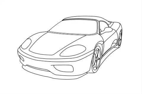 Outline Car, Side view, Three-quarter view. Car for coloring; for kids colori Stock Illustration