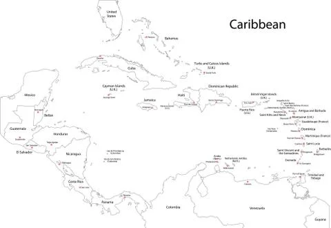 Outline caribbean map Stock Illustration