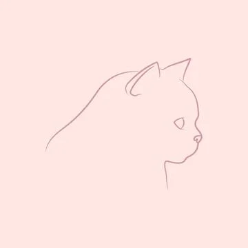 Outline of a cat face, side view. Sketch of a cat head in profile Illustrazione stock