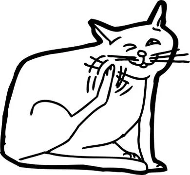 Outline of Cat Scraching Himself Stock Illustration