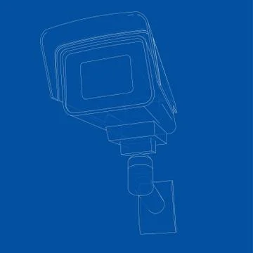 Outline CCTV camera. Security camera. Vector Stock Illustration
