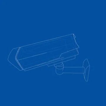 Outline CCTV camera. Security camera. Vector Stock Illustration