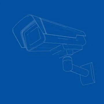 Outline CCTV camera. Security camera Illustration