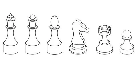 Outline chess piece set. Isolated on white background. Stock Illustration
