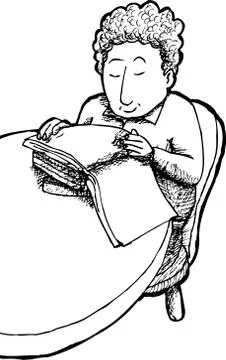 Outline of Child Reading Stock Illustration