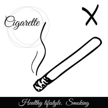 Outline cigarette vector icon. A symbol of bad habits Stock Illustration