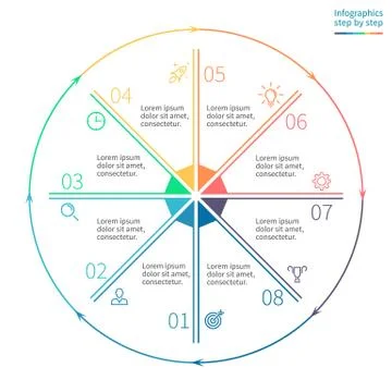 Outline circular infographics. Stock Illustration