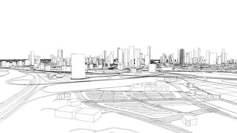Outline city concept vector. Wire-frame style Ilustración de archivo