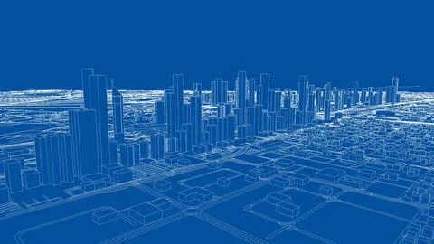 Outline city concept vector. Wire-frame style Ilustración de archivo