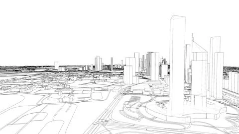 Outline city concept vector. Wire-frame style Stock Illustration