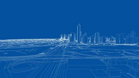 Outline city concept vector. Wire-frame style イラスト素材