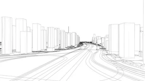 Outline city concept vector. Wire-frame style イラスト素材