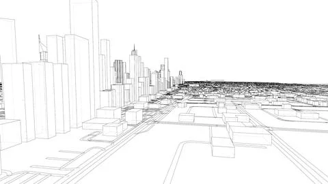 Outline city concept vector. Wire-frame style Illustrazione stock