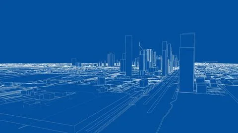 Outline city concept vector. Wire-frame style Stock-Illustration