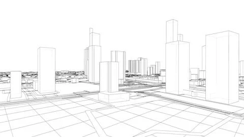 Outline city concept vector. Wire-frame style イラスト素材