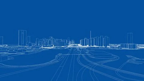 Outline city concept vector. Wire-frame style Ilustración de archivo