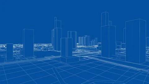 Outline city concept vector. Wire-frame style 스톡 일러스트
