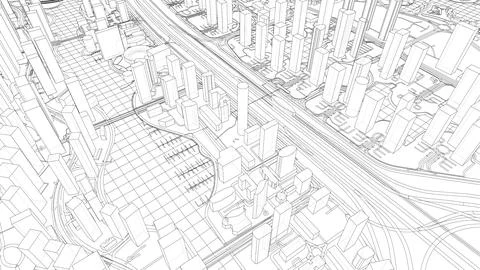 Outline city concept vector. Wire-frame style Ilustración de archivo