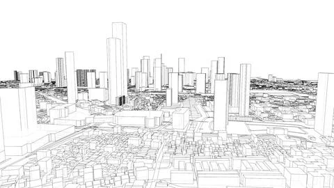 Outline city concept vector. Wire-frame style 스톡 일러스트