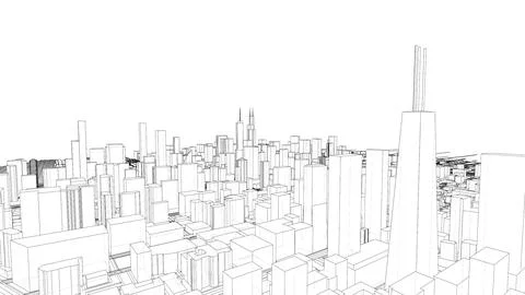 Outline city concept vector. Wire-frame style Illustrazione stock