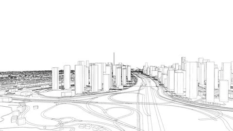 Outline city concept vector. Wire-frame style 스톡 일러스트