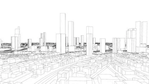 Outline city concept vector. Wire-frame style Illustrazione stock
