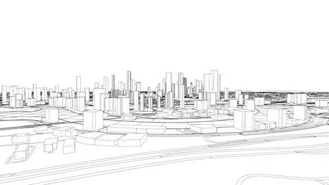 Outline city concept vector. Wire-frame style Illustrazione stock