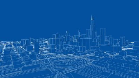 Outline city concept vector. Wire-frame style Ilustración de archivo