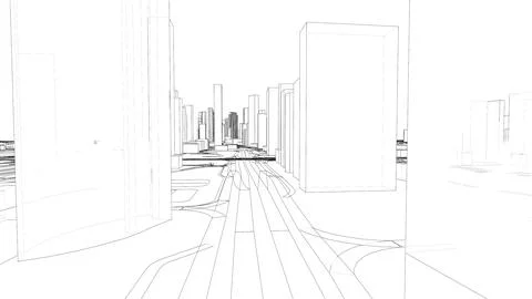 Outline city concept vector. Wire-frame style Stock Illustration