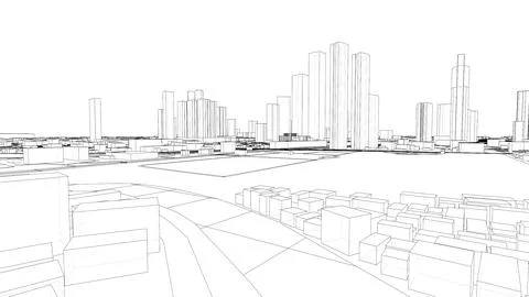 Outline city concept vector. Wire-frame style Ilustración de archivo