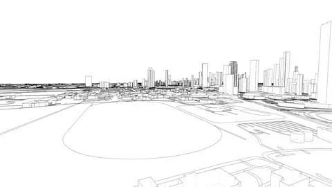 Outline city concept vector. Wire-frame style イラスト素材