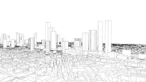 Outline city concept vector. Wire-frame style Illustrazione stock