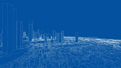 Outline city concept vector. Wire-frame style Illustrazione stock
