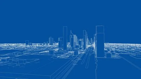 Outline city concept vector. Wire-frame style 스톡 일러스트