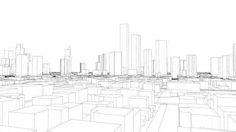 Outline city concept vector. Wire-frame style 스톡 일러스트