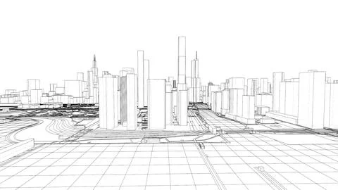 Outline city concept vector. Wire-frame style Ilustración de archivo