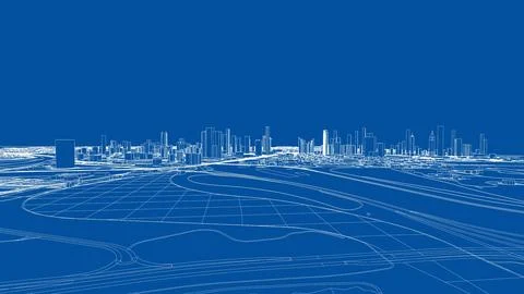 Outline city concept vector. Wire-frame style 스톡 일러스트