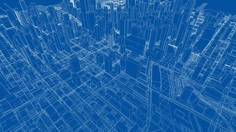 Outline city concept vector. Wire-frame style イラスト素材