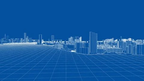 Outline city concept vector. Wire-frame style Stock Illustration