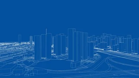 Outline city concept vector. Wire-frame style 스톡 일러스트