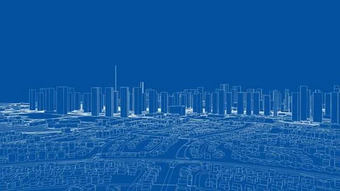Outline city concept vector. Wire-frame style Illustrazione stock