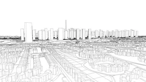 Outline city concept vector. Wire-frame style 스톡 일러스트